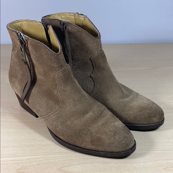 Bussola Alameda Annie Taupe Brown Suede Western Ankle Boots - Picture 1 of 8